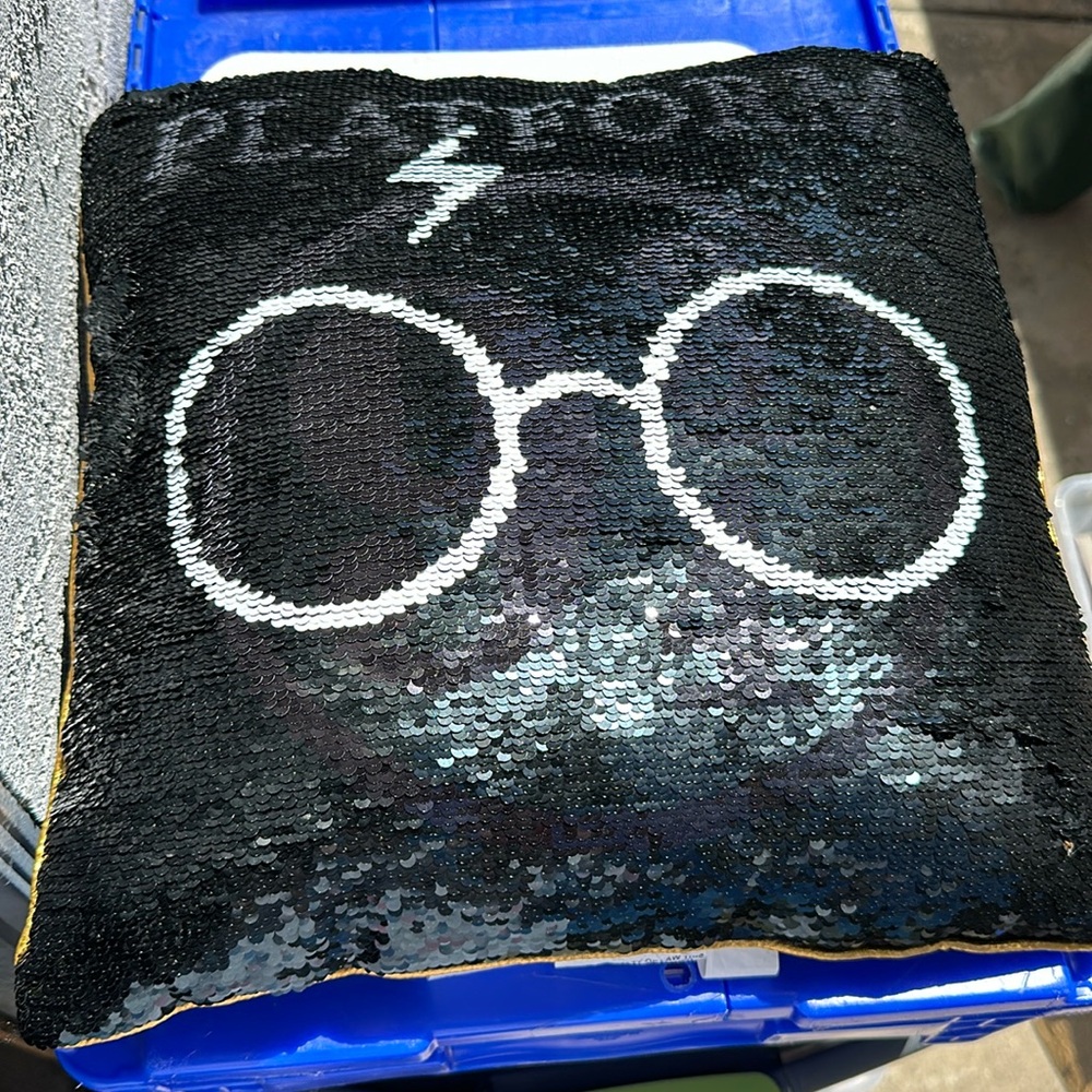 Harry Potter Black & White Sequence Square Reversible Pillow